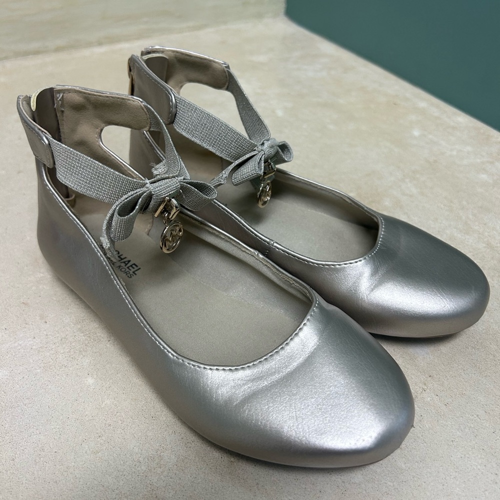 Michael Kors Gold Girls Ankle Tie Ballet Flats